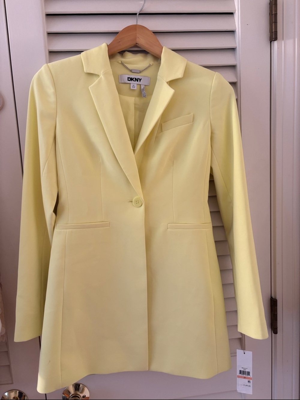 DKNY Yellow Single-Button long Blazer Jacket